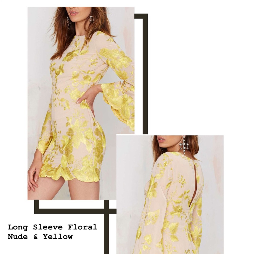 Dress the Population Yellow Floral Dress